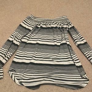 Black and white off the shoulder shirt
